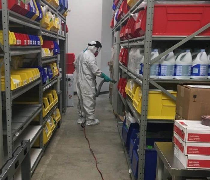 Disinfecting of a warehouse 