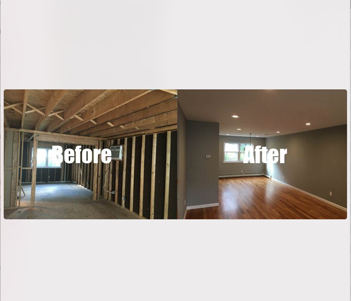 Before and after of a room.